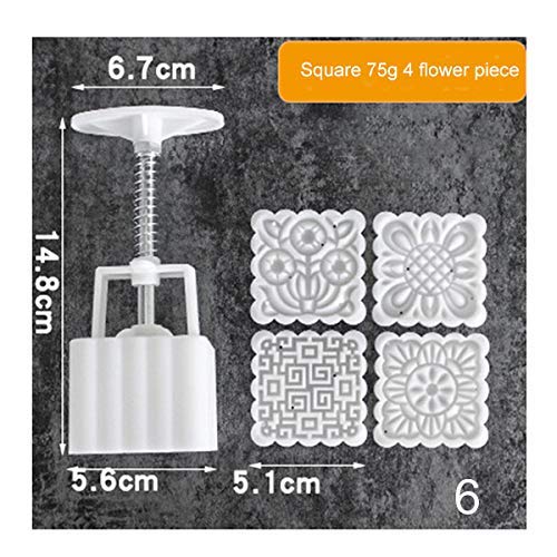 ECOSWAY Quadratisch/Rund Mooncake Gussform Hand Druck Hersteller Form mit Blume Stempel Plastik Kekse Schneider - 6 von ECOSWAY