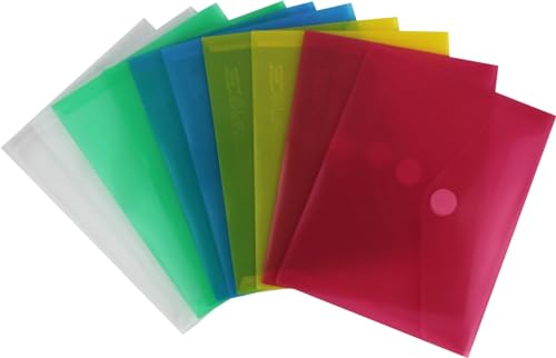 Nachhaltige Dokumententaschen A6 quer / 10 Stück/mit Klettverschluss aus Post-Consumer-Recycling PP (Transparent farblich sortiert) von ECOfile