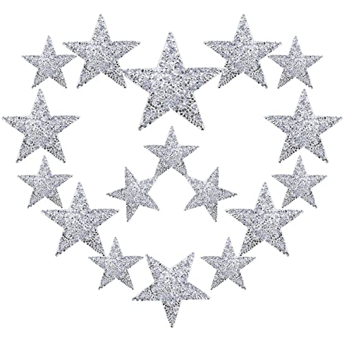 ECSiNG 24 STÜCKE Bügelflicken Glitter Strass Glänzend Sterne Patches Applikationen für DIY Kleidung Jeans Reparatur Dekoration Kunsthandwerk Silber von ECSiNG