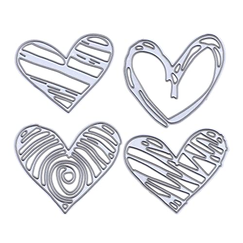 ECSiNG 4 Stück Stanzformen für Kartenherstellung mit Herzmuster aus Metall Valentinstag Stanzformen Prägewerkzeug Schablone für Muttertag DIY Scrapbooking Dekor von ECSiNG