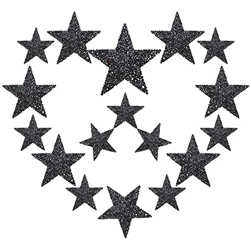 ECSiNG 24 STÜCKE Bügelflicken Glitter Strass Glänzend Sterne Patches Applikationen für DIY Kleidung Jeans Reparatur Dekoration Kunsthandwerk Schwarz von ECSiNG