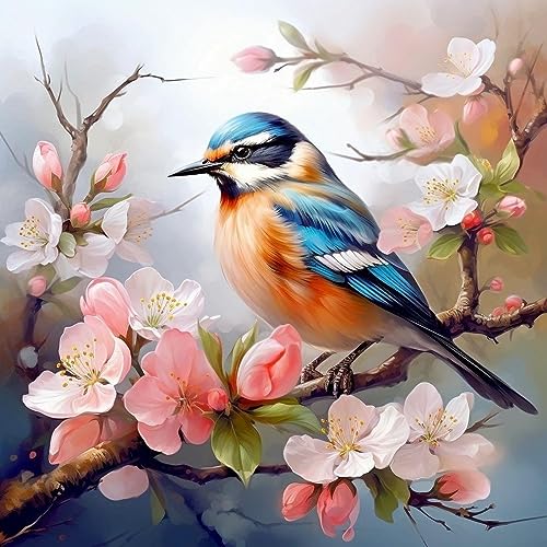 ECUCU Diamond Painting, Eisvogel thront auf einem Blumenzweig DIY 5d Diamant Painting Bilder, Diamant malerei Kits Malen nach Zahlen wohnzimmer bilder für die Inneneinrichtung von ECUCU