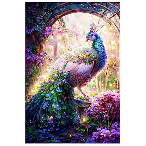 ECUCU Kreuzstich Set Vorgedruckt Tier-Pfau- und Blumendruck-Stickerei 11CT-Kreuzstichset, 40 * 50 cm FüR Erwachsene Kinder AnfäNger von ECUCU