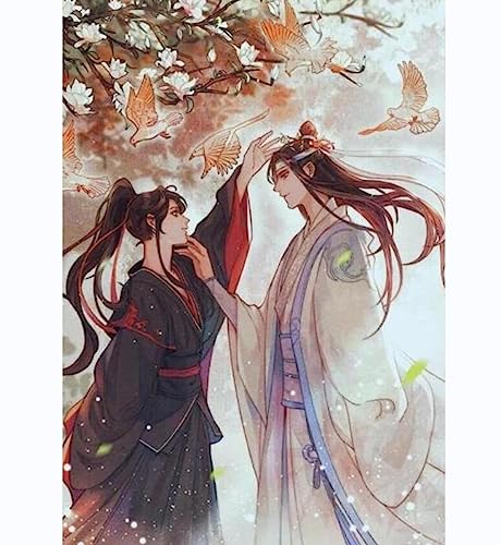 ECUCU Stickbilder Vorgedruckt Kreuzstich Mo Dao Zu Shi Animation Wei Wuxian Lan Wangji Druck-Kreuzstich-Set, 50 x 70 cm für Erwachsene Anfänger von ECUCU