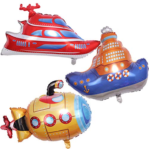 ED-Lumos 3Pcs Riesen Schnellboot U boot Schiff Dampfer Wiederverwendbare Helium Luftballons für Kinder Jubiläum Geburtstagsfeier Party Dekoration Geschenk von ED-Lumos