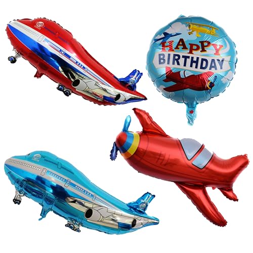 ED-Lumos 4Pcs Helium Luftballon Riesige Rot Flugzeug Kämpfer Luftballons Wiederverwendbare für Erwachsene Kinder Geburtstag Party Dekoration Geschenk von ED-Lumos