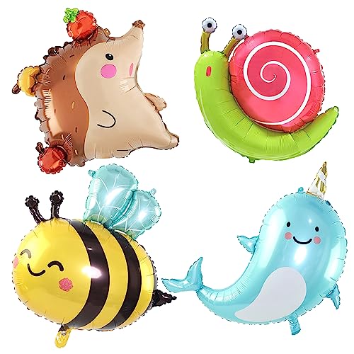 ED-Lumos 4Pcs Helium Luftballon Riesiger Bunter Tiere Biene Igel Schnecke Wal für Kinder Geburtstag Party Sommer Strand Dekoration Geschenk von ED-Lumos