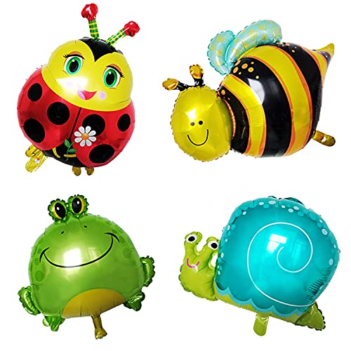 ED-Lumos 4Pcs bunte Insekten Marienkäfer Frosch Biene Schnecke Helium Luftballons Niedlicher Riesen für Kinder Tiere Geburtstag Party Jubiläum Dekoration Geschenk von ED-Lumos