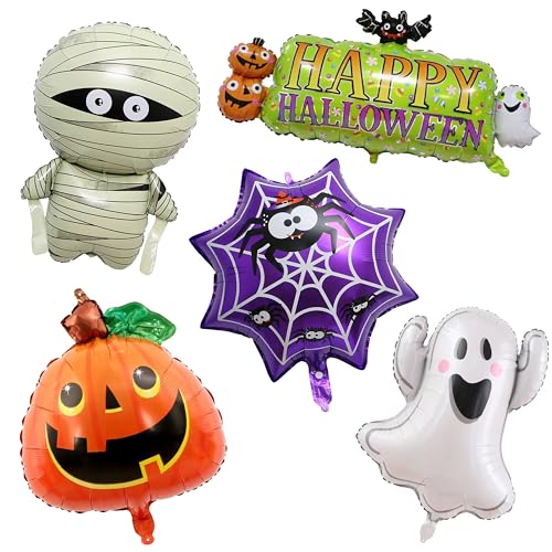 ED-Lumos 5Pcs Helium Luftballon Riesige Halloween Mumie Kürbis Luftballons Wiederverwendbare für Erwachsene Kinder Halloween Party Dekoration Geschenk von ED-Lumos