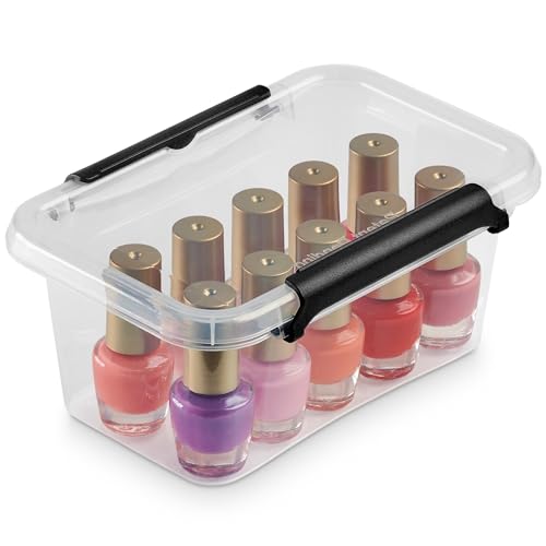 EDANTI Aufbewahrungsbox Mit Deckel Clips Organizer Badezimmer Küche Büro Schubladenbox Frischhaltedosen Sortierbox Medikamenten Aufbewahrung Sortimentskasten Plastikbox Klein Transparent (0,5l) von EDANTI