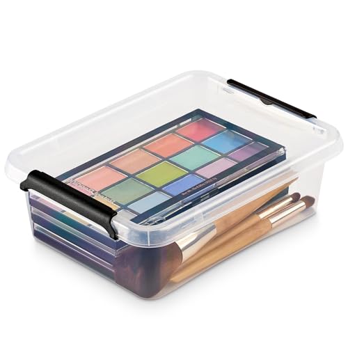 EDANTI Aufbewahrungsbox Mit Deckel Clips Organizer Badezimmer Küche Büro Schubladenbox Frischhaltedosen Sortierbox Medikamenten Aufbewahrung Sortimentskasten Plastikbox Klein Transparent (1,15l) von EDANTI