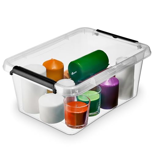 EDANTI Aufbewahrungsbox Mit Deckel Clips Organizer Badezimmer Küche Büro Schubladenbox Frischhaltedosen Sortierbox Medikamenten Aufbewahrung Sortimentskasten Plastikbox Klein Transparent (12,5l) von EDANTI