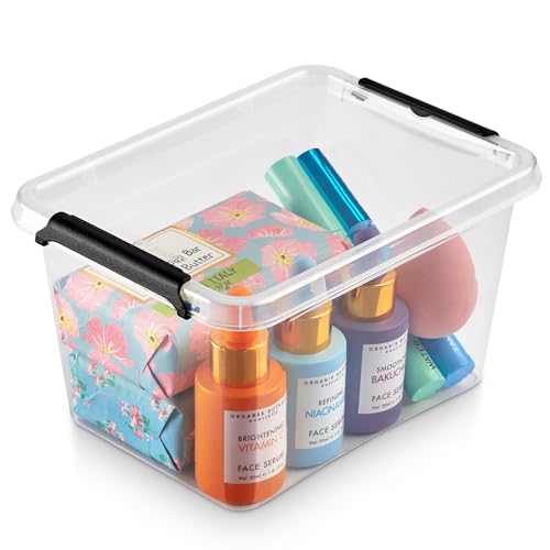 EDANTI Aufbewahrungsbox Mit Deckel Clips Organizer Badezimmer Küche Büro Schubladenbox Frischhaltedosen Sortierbox Medikamenten Aufbewahrung Sortimentskasten Plastikbox Klein Transparent (2l) von EDANTI