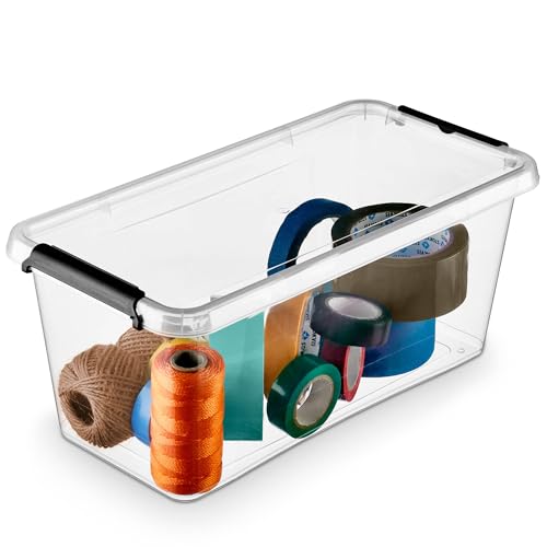 EDANTI Aufbewahrungsbox Mit Deckel Clips Organizer Badezimmer Küche Büro Schubladenbox Frischhaltedosen Sortierbox Medikamenten Aufbewahrung Sortimentskasten Plastikbox Klein Transparent (8l) von EDANTI