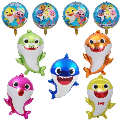 EDAPIN Babyhai-Partydekorationen, 5er-Pack Hai-Heliumballons 24 Zoll, geeignet für Ozean-Mottopartys, Unterwasserpartys, Babyhai-Familienthema-Geburtstage (ES2) von EDAPIN
