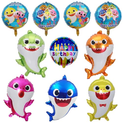 EDAPIN Babyhai-Partydekorationen, 5er-Pack Hai-Heliumballons 24 Zoll, geeignet für Ozean-Mottopartys, Unterwasserpartys, Babyhai-Familienthema-Geburtstage (ES3) von EDAPIN
