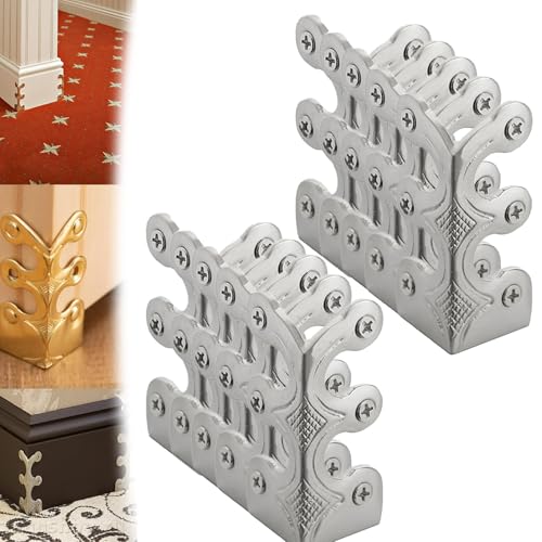 EDAT Messing-Skiffers-Eckenschutz, Skiffers-Baseboard-Eckenschutz, Baseboard-Eckenschutz, Skiffers-Eckenschutz, dekorative Schutzabdeckung(Silver,10pcs) von EDAT