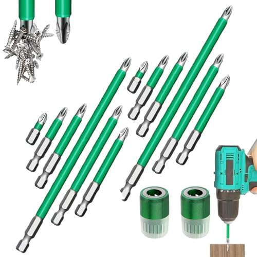 Schraubendreher-Bohrer-Set mit starker magnetischer Haltbarkeit, 6/12-teiliges magnetisches Anti-Rutsch-Schraubendreher-Bit-Set, universelles 25/50/65/70/90/150-mm-Bohrer-Set, for Zuhause, Garage(2set von EDAT