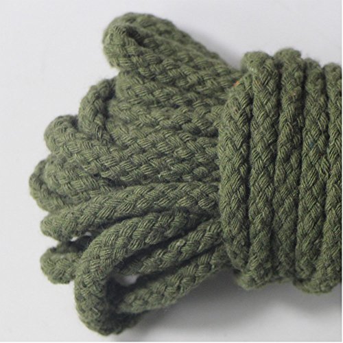 EDGEAM Baumwollkordel Geflochten Schnur Natur Baumwolle Seil 7mm breit Basteln Handwerk (5 Meter, Armee grün) von EDGEAM