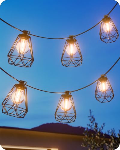 EDISHINE Lichterkette Außen, LED Lichterkette mit Diamantform-Lampenschirm, G40 Gartenbeleuchtung, 20+2 Bruchsicher Birnen, IP44 & 15,24 M Erweiterbar für Flur, Terrasse, Balkon und Zelt, Warmweiß von EDISHINE