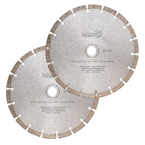 2x EDW Profi Diamanttrennscheibe 230 x 22,23 x 10 mm Standard Universal - lasergeschweißte Diamant Trennscheibe zum Schneiden von Stein, Beton, Granit, Mauerwerk uvm von EDW