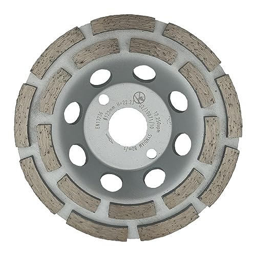 EDW Diamant-Topfschleifer Schleiftopf, doppelreihig, 125 mm, Schleifteller, Bohrung 22,2 mm, für Beton, Granit, Universal von EDW