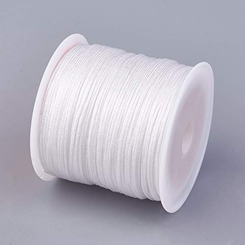 40 Meter geflochtene Nylon-Perlenschnur, chinesischer Knoten, Kumihimo, Makramee-Schnur, Rattail-Armband, Fäden für Schmuckherstellung, individuell gewebt, DIY, Handwerk, Weiß von EEE ELECRELIVE