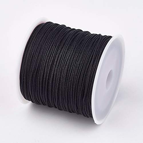 40 Meter geflochtene Nylon-Perlenschnur, chinesischer Knoten, schwarz, Kumihimo-Makramee-Schnur, Rattail-Armband, Fäden für Schmuckherstellung, individuell gewebt, DIY, Handwerk, gelbe Farbe von EEE ELECRELIVE