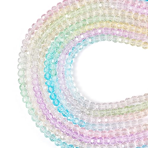 Elecrelive Glasperlen, facettiert, rund, 4 mm, Farbverlauf, winzige, transparente Kristallkugeln, für selbstgemachte Schmuckherstellung, Armbänder, Halsketten, Ohrringe, 870 Stück von EEE ELECRELIVE