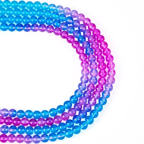 Elecrelive Glasperlen für Schmuckherstellung, 2 Stränge, 8 mm, blau-violett, Kristallperlen, Farbverlauf, runde Glasperlen, bunte Kristallperlen für Armbänder, Ohrringe, Halsketten, Schmuckherstellung von EEE ELECRELIVE