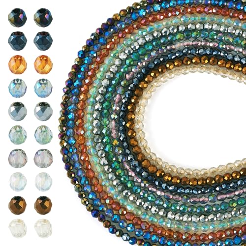 Elecrelive Kristallglasperlen zur Schmuckherstellung, 10 Stränge, facettierte Glasperlen, 2 mm, bunte Briolette-Glasperlen, Rondelle, lose Abstandshalter, Perlen für Ohrringe, Armbänder, Halsketten, von EEE ELECRELIVE