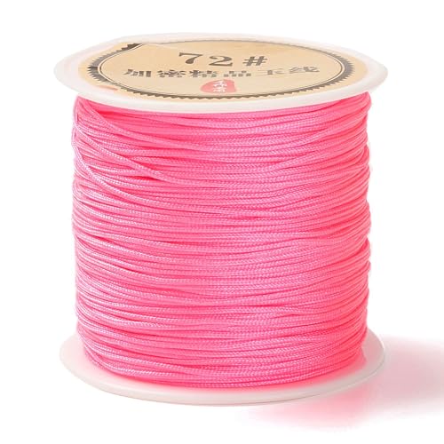 Nylonschnur, Freundschaftsbänder, 0,8 mm, geflochtenes chinesisches Knotenband, Makramee-Schnur, für Kumihimo-Halsketten, Quasten, Schmuck, Basteln, 40 m (Hot Pink) von EEE ELECRELIVE