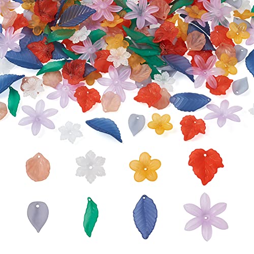 Transparente Acryl-Blumen-Perlen, gemischte Blütenblätter, Perlenkappen, mattierte Lucite-Blumen-Abstandshalter für DIY-Armbänder, Halsketten, Ohrringe, Schmuckherstellung, 240 Stück von EEE ELECRELIVE