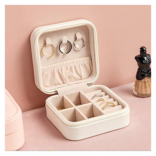 EEREADGQ Schmuckkästchen, klein, Reise-Schmuckschatulle für Ringe, Ohrringe, Halsketten, Mini-Organizer, tragbare Display-Aufbewahrungsbox, Leder-Schmuckkästchen, Rosa, Schwarz, Schmuckkoffer, von EEREADGQ