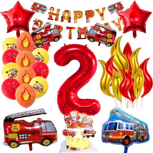 Feuerwehr Deko Kindergeburtstag, Feuerwehr Geburtstag Deko, Feuerwehr Geburtstag Deko 2 Jahre, Feuerwehr Geburtstag, Junge Kindergeburtstag Deko Feuerwehrmann von EFEMIR