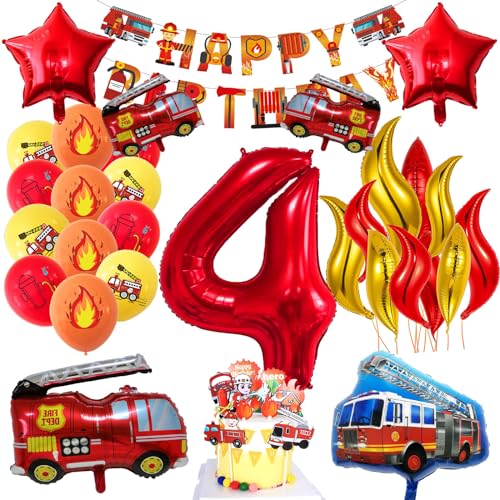 Feuerwehr Deko Kindergeburtstag, Feuerwehr Geburtstag Deko, Feuerwehr Geburtstag Deko 4 Jahre, Feuerwehr Geburtstag, Junge Kindergeburtstag Deko Feuerwehrmann von EFEMIR