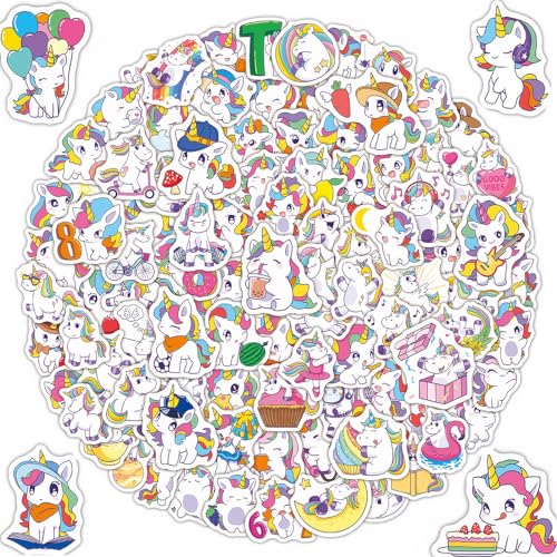 100 Stücke Einhorn Sticker,Sticker kinder,Sticker mädchen,Aufkleber kinder,Wasserfest, Lustige Tiermuster, Lernende Tiere Im Spiel, Tiermuster Sticker für Jungen Mädchen von EFNHJF5