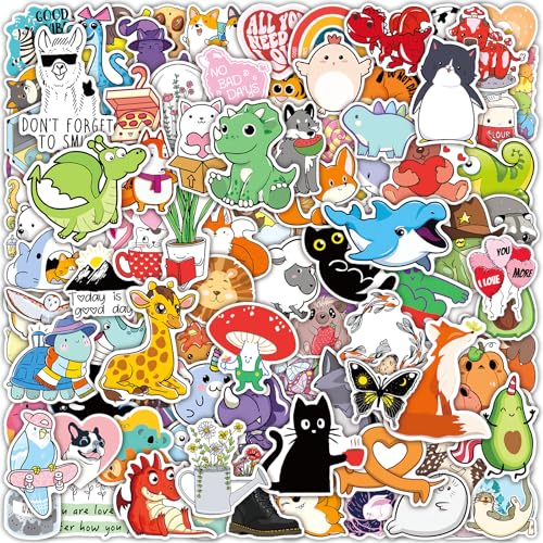 100 Stücke Sticker Tiere,Aufkleber Kinder,Sticker Kinder,Wasserfest, Lustige Tiermuster, Lernende Tiere Im Spiel, Tiermuster Sticker für Jungen Mädchen von EFNHJF5