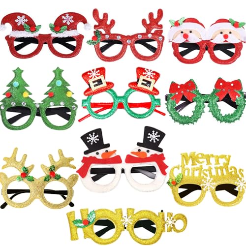 EFNHJF5 10 Stück Weihnachts brille,Weihnachten Brille Rahmen,Weihnachten Foto Requisiten,Weihnachten Urlaub Partei liefert die Weihnachtsdeko Weihnachten,Gastgeschenke mit verschiedenen Stilen von EFNHJF5