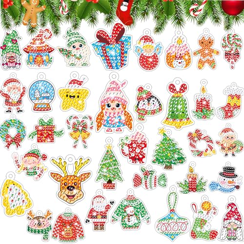 EFNHJF5 38 Stücke 5D Diamond painting weihnachten Kit,Diamond painting kinder,DIY Weihnachten Diamond painting,Kinder Erwachsene für Machen Ornament weihnachten von EFNHJF5