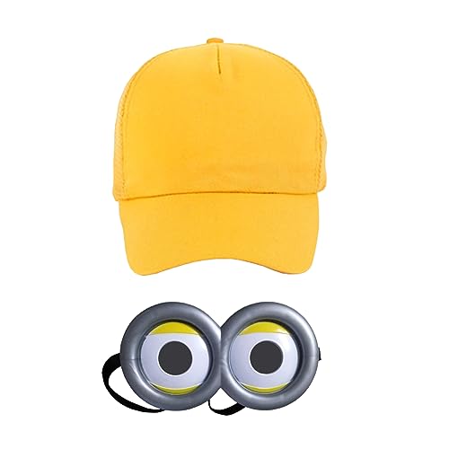 EFOT 2 Stück Karikatur Charakter Goggles Brille gelber Hut Anzug Karikatur Goggles Brille gelber Hut Personalisierte Animation Goggles Gelb Hut für Karneval Halloween Fancy Dress Kostüm von EFOT