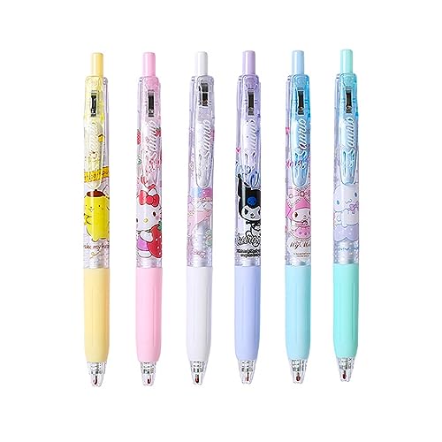 EFOT 6 Stück Karikatur Charakter Stift Kawaii Karikatur Stift Niedliche Cartoon Gel Stifte 0,5 mm schwarze Tinte Gel Stifte Animation Gelschreiber Set Cartoon Kugelschreiber für Kinder von EFOT