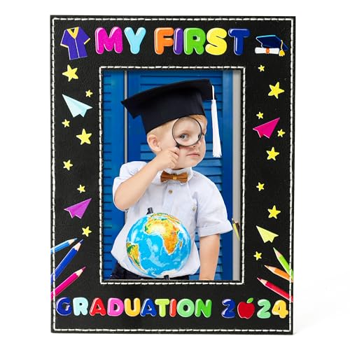 EFenegabos Kinderzimmer Graduation Picture Frame - 2024 Graduation Photo Frames für Kinder Kinder Schuljahre 4×6inch Picture Frame Vorschule Graduation Geschenk Party Dekoration für Jungen Mädchen von EFenegabos