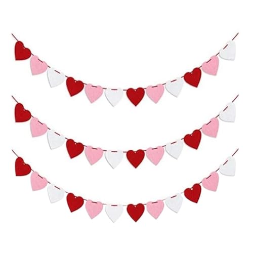 EGGCLVNC Herz Hängenden Dekorationen 10PCS Herzen Filz Girlande Rotes Herz Hängen String Girlande Hochzeit Geburtstag Party Decor Liefert Für Hochzeitsfeiern, Valentinstag(Pink) von EGGCLVNC