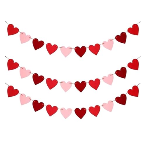 EGGCLVNC Herz Hängenden Dekorationen 10PCS Herzen Filz Girlande Rotes Herz Hängen String Girlande Hochzeit Geburtstag Party Decor Liefert Für Hochzeitsfeiern, Valentinstag(Pink red) von EGGCLVNC