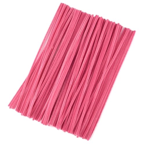 EGGCLVNC Pfeifenreiniger 100 Stück Chenille-Stiele, DIY Amboss, Draht, Bastelrohr, kreatives Hobby, Kinder, Plüschstäbchen, Chenille-Stäbchen FüR Bastelarbeiten Und Dekoration(PINK RED) von EGGCLVNC