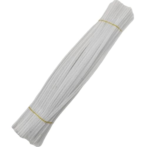 EGGCLVNC Pfeifenreiniger 200 stücke Plüsch Stick Twisting Bar Chenille Vorbauten Draht Rohr for Kinder Spielzeug DIY Streifen Kreative Handwerk Filz Drähte FüR Bastelarbeiten Und Dekoration(White) von EGGCLVNC