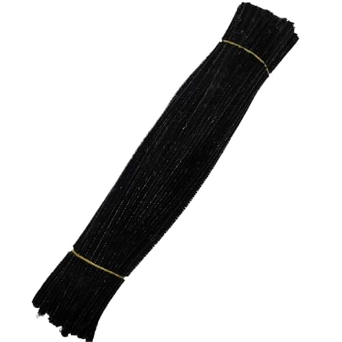 EGGCLVNC Pfeifenreiniger 200 stücke Plüsch Stick Twisting Bar Chenille Vorbauten Draht Rohr for Kinder Spielzeug DIY Streifen Kreative Handwerk Filz Drähte FüR Bastelarbeiten Und Dekoration(Black) von EGGCLVNC