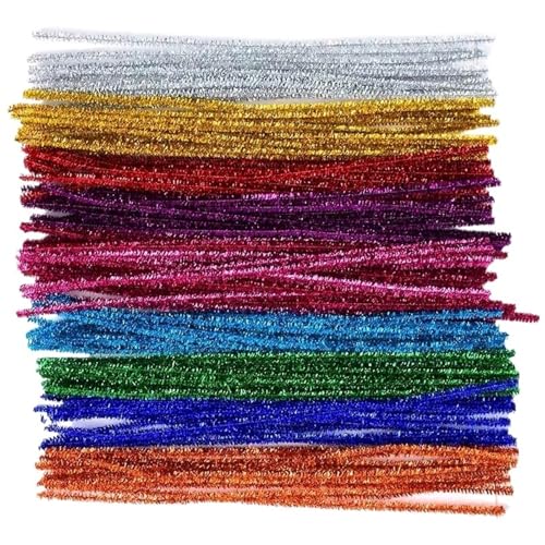 Pfeifenreiniger 100 Stück 30 cm gedrehter Draht, Chenille-Stiele, Pfeifenreiniger, Plüschstäbchen, Spielzeug, handgefertigtes Material, DIY-Bastelbedarf FüR Bastelarbeiten Und Dekoration(Mix ColorA) von EGGCLVNC