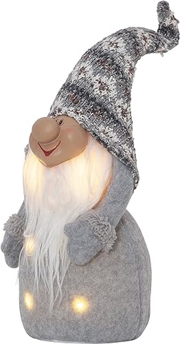 EGLO LED Weihnachtsdeko, Leuchtfigur Wichtel aus Stoff mit Kunststoffkörper in Grau und Weiß, batteriebetriebene LED Figur Weihnachten, warmweiß von EGLO